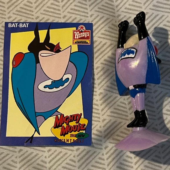 Vintage Rare 1989 Wendy's Kids Toys Mighty Mouse Cartoon Suction Cup Figures 3” - Picture 3 of 8